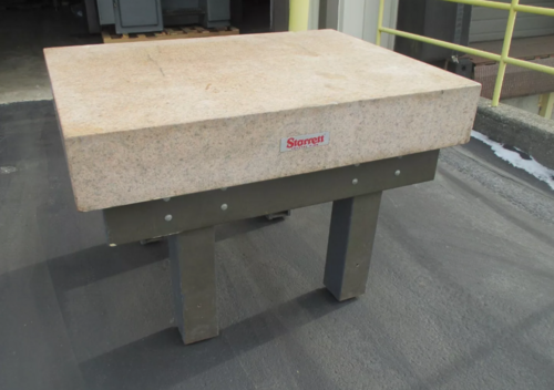 36" x 4 8" x 8" Starrett, pink granite surface plate with heavy duty steel leveling stand
