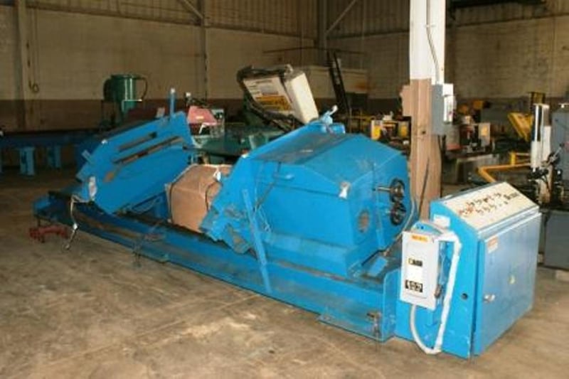 Simec #SB3000, wire brush deburring machine, 4" diameter, 10' length, (6) 10" dia brushes, chain feed