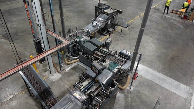 Rima #221, Rotary Trimmers w/Stackers, (2) 4-knife Trimmers, (2) 13" Compensating Stacker, 2000