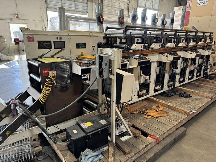 Nilpeter #FB4300, 15" wide 8-color flexo press, 1 die cutting station, gas drying, complete