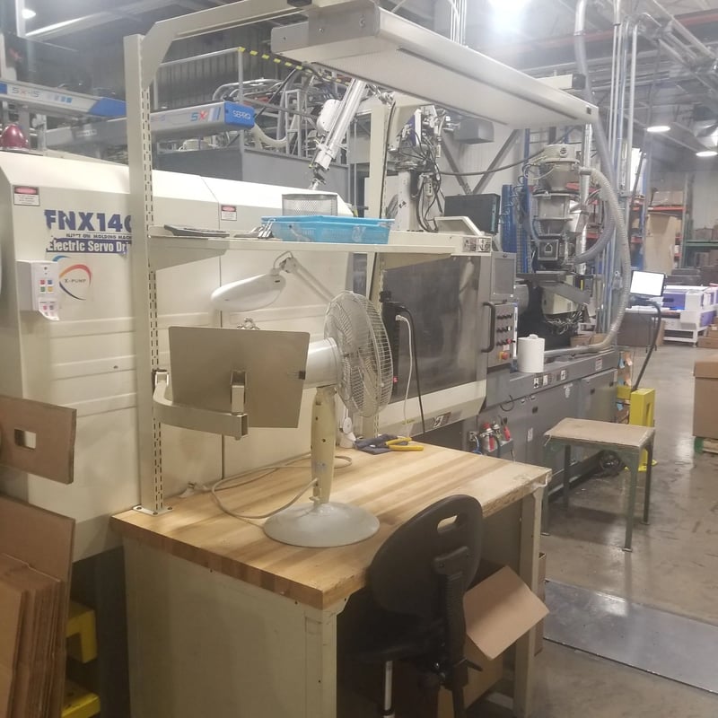 154 Ton, 14.9 oz., Nissei #FNX140-36A, hybrid horizontal injection molding machine, 56mm screw, 2011