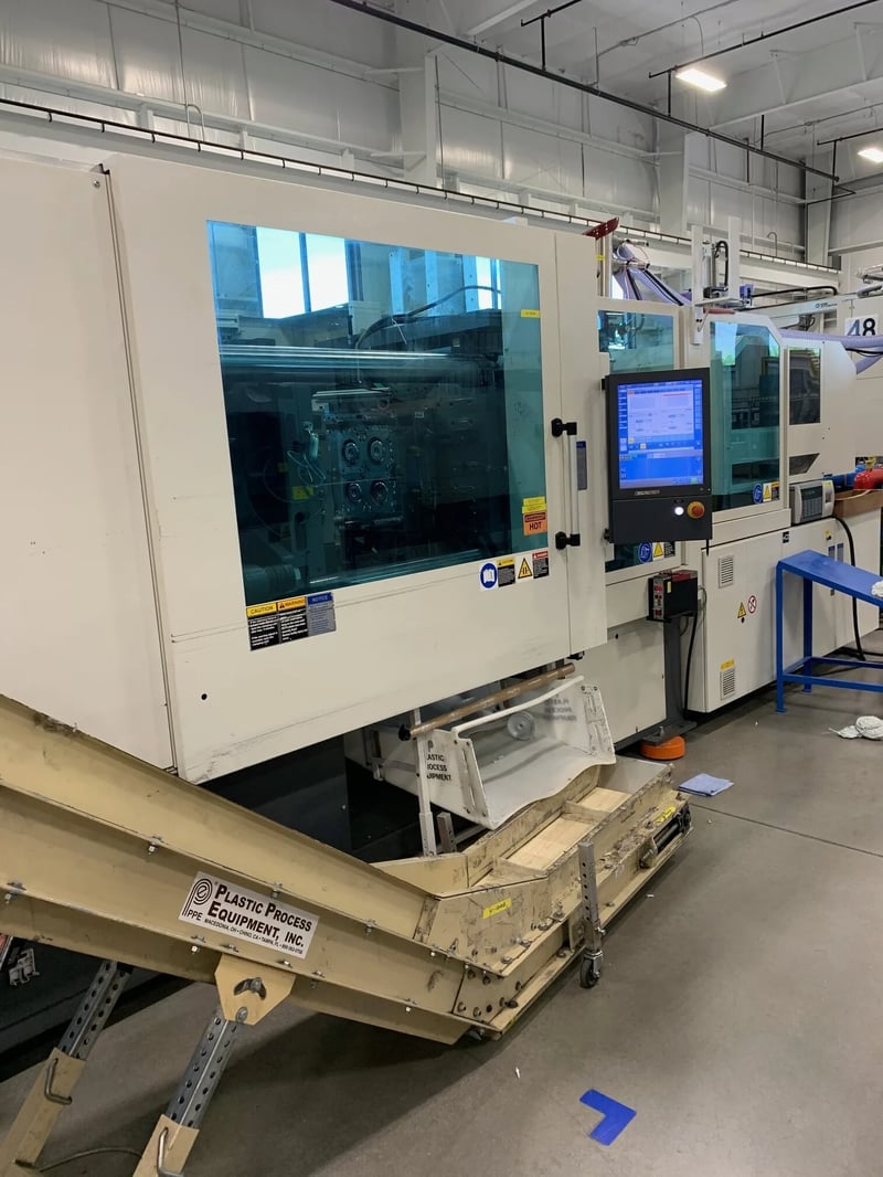 308 Ton, 15.2 oz., Krauss Maffei #KM280-750AX, horizontal injection molding machine, all electric, 55mm