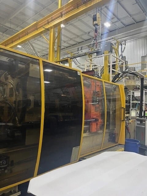 600 Ton, 65.1 oz., Husky #G600-RS85/85, horizontal plastic injection molders, 75.8" daylight, 40.15" x 40.15"