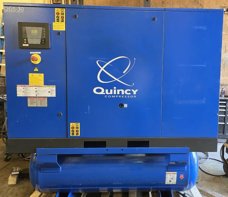 132 psi, Quincy #QGS-30, Air Compressor, 30 HP, R404A, Integrated Dryer, 2015, Quincy
