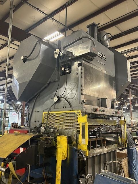 100 Ton, South Bend Johnson #G2-100-60-30-BG-AC, 2 point gap press, 6" stroke, 17" Shut Height, air clutch &