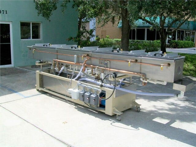 TEC Polymer, Vacuum Sizing Tank, 14" width x 12" D x 14' L, 4 chambers, 3 axis movement, 2/3/7.5 HP pumps