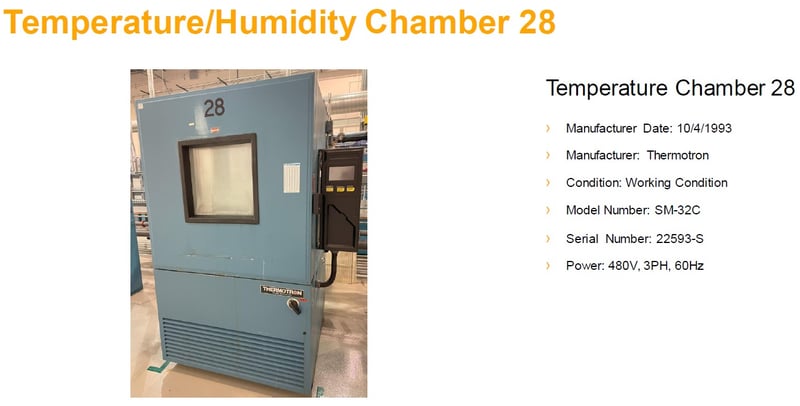 37" width x 37" D x 37" H Thermotron #SM-32C, temperature & humidity test chamber,-40 to 180&deg; C