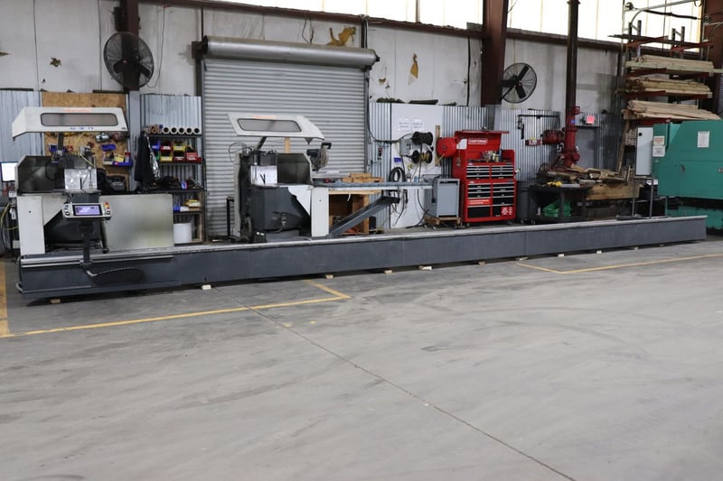 Elumatec #DG-244/02, twin head automatic double end miter saw, 5.5 HP, Windows based touch screen Elumatec