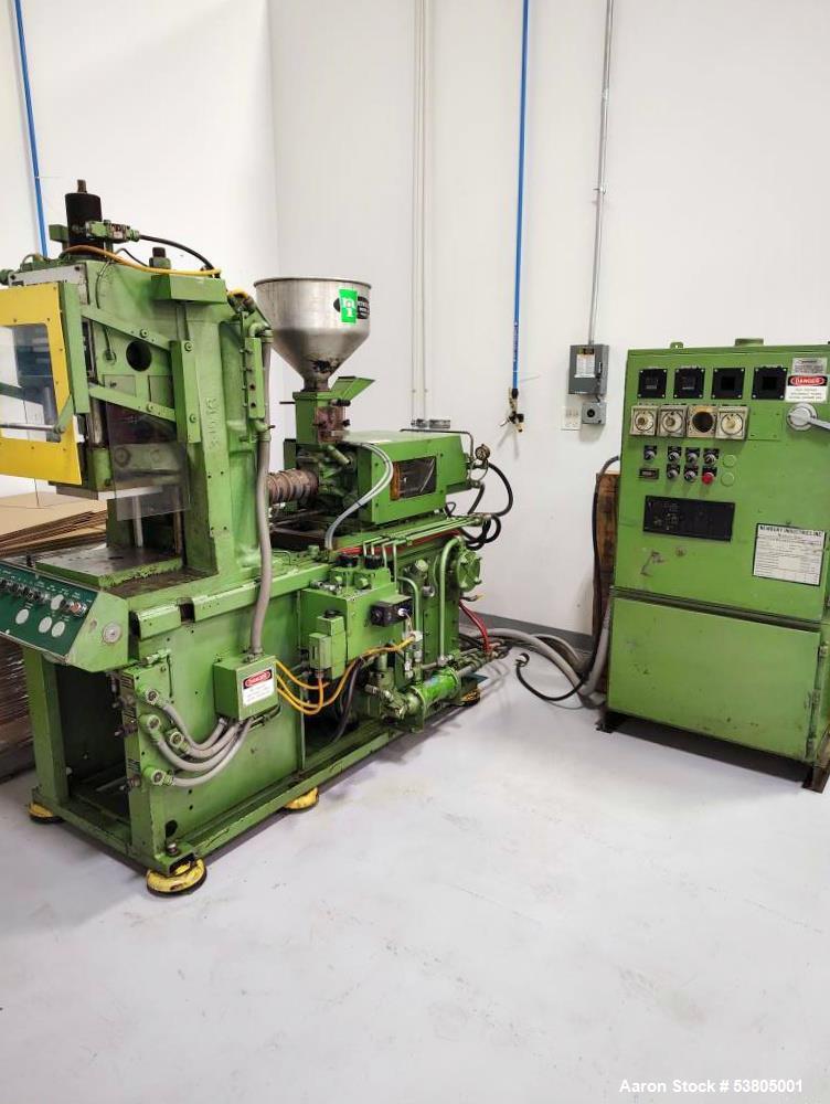 30 Ton, 4 oz., Newbury #V4-30-VRS, Vertical Injection Molding Machine, 6" stroke, 8" x 10" platen, 6-8.75" H