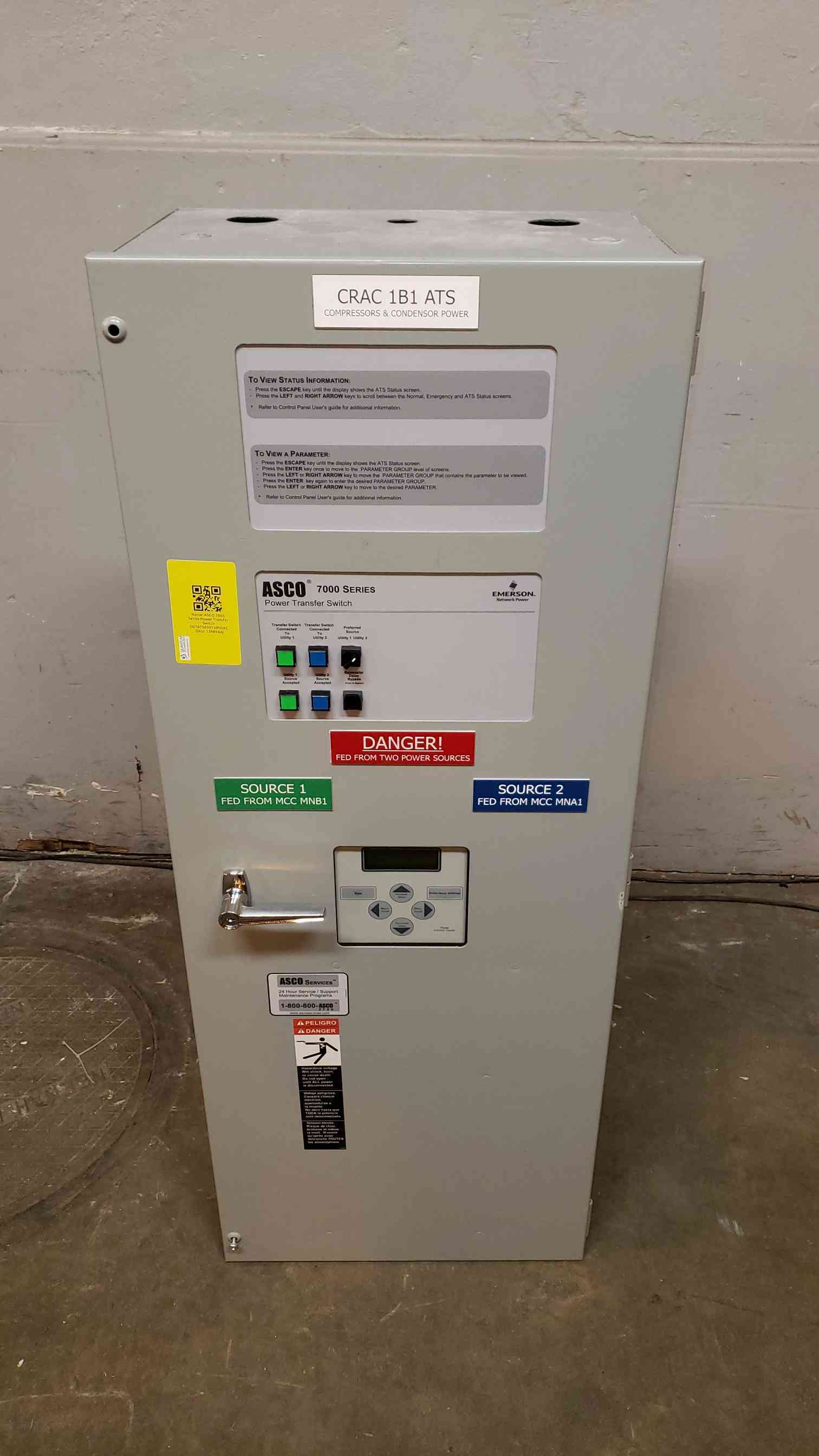 150 Amp. ASCO #D07ATS030150N5XC, Automatic Transfer Switch, 3 Phase, 50 ...