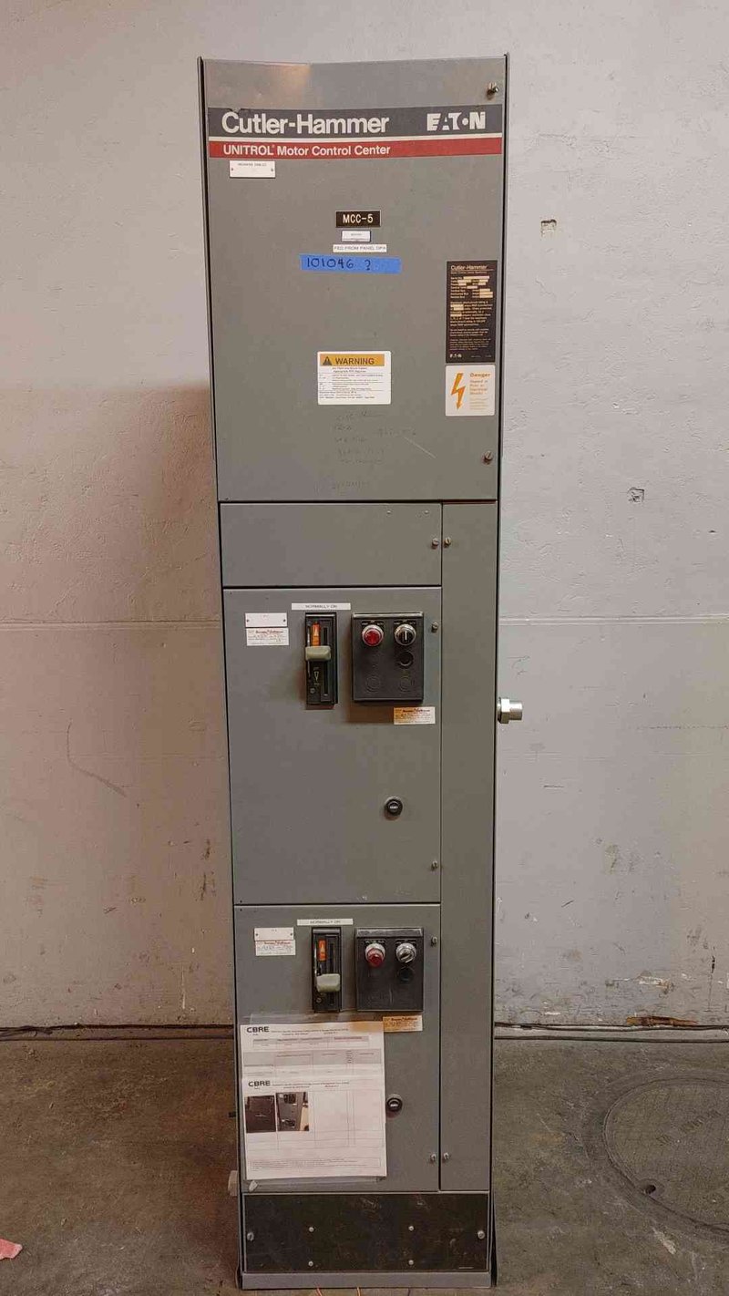 Cutler-Hammer Eaton, Unitrol MCC, 1 section, 2 bucket, 480 Volts, 3 phase, 3 wire, 600/800A