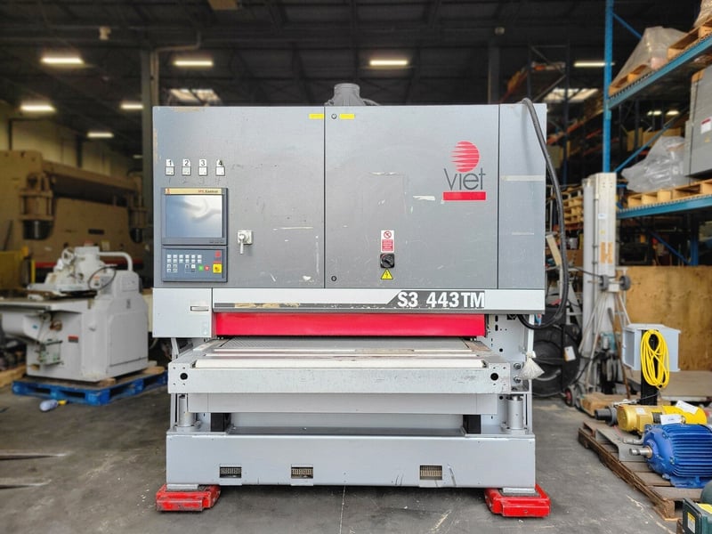 53" Viet #S3-443TM, 3-head belt & drum sander, 3-200mm material thickness, 3-20m/min, 2007