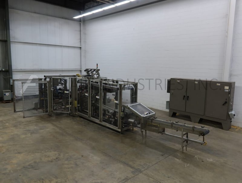 Douglas #AXIOM-WA-IM, Case Packer Wrap Around, 5-45 cases trays/min, AB PLC Control