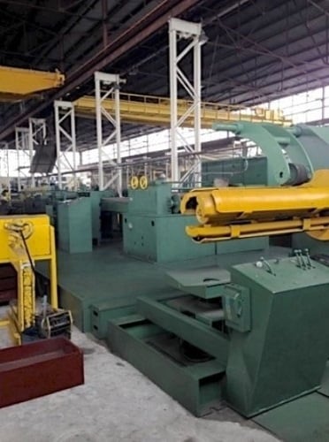 60" x .135" Dahlstrom Cut-To-Length line, 20000 lb., 20"-24" ID, 180 FPM, entry coil car, mandrel uncoiler