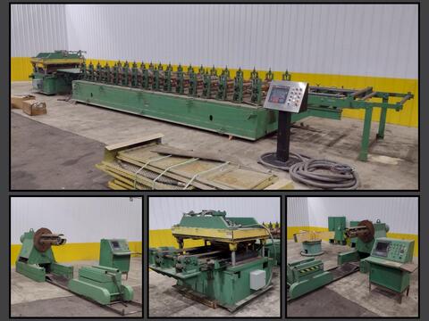 16 stand, ASC #R-Panel, Rollforming Line, 36" width, 200 FPM, w/ reel, coil car, & cut off, Beck S-II