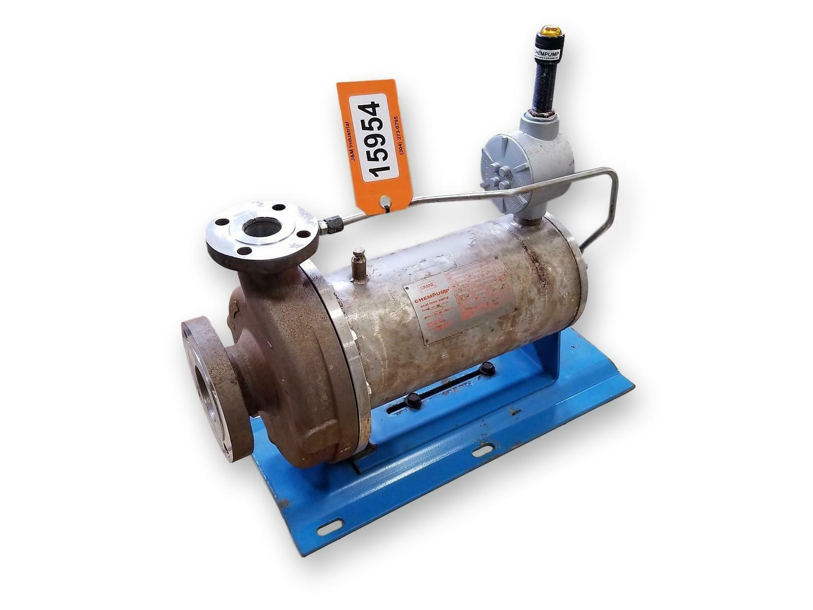91' TDH, Crane Chempump #GVD-7.5K-1S, Seal-Less Pump, 12.2 HP, 460 V