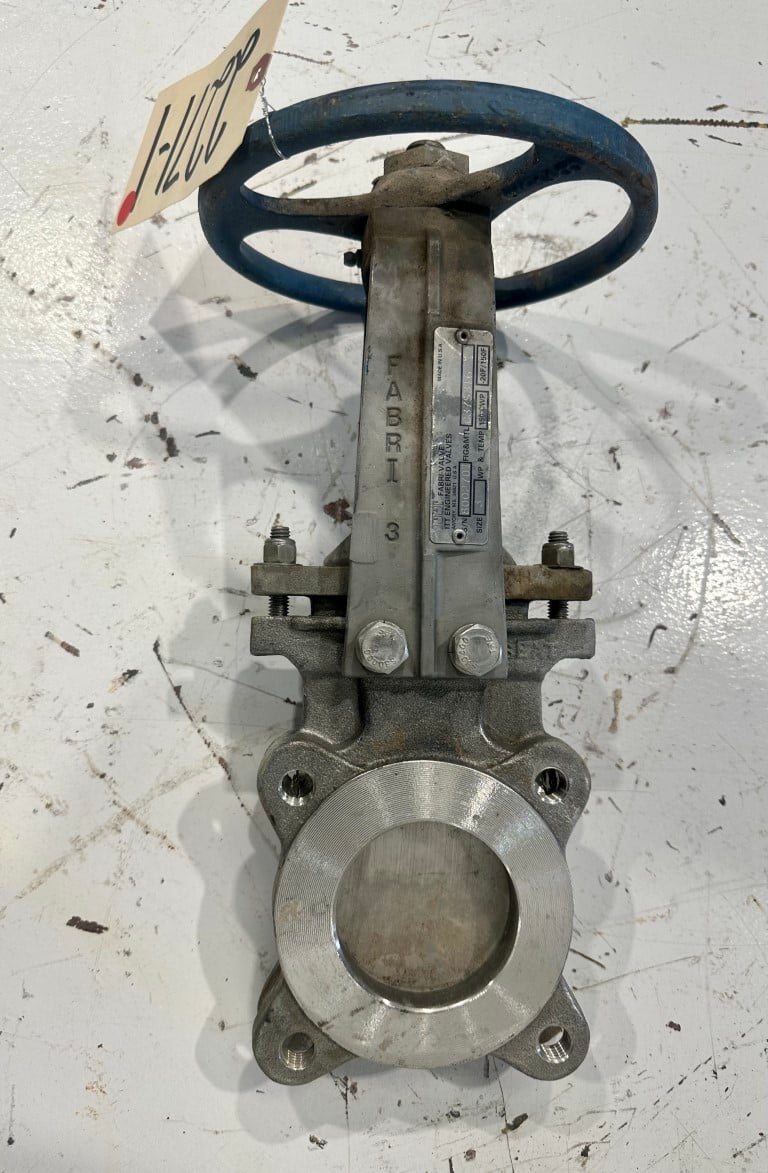 3" ITT Fabri-Valve, Knife Gate, 3" diameter Inlet w/5" diameter Flange, 2" Face to Face