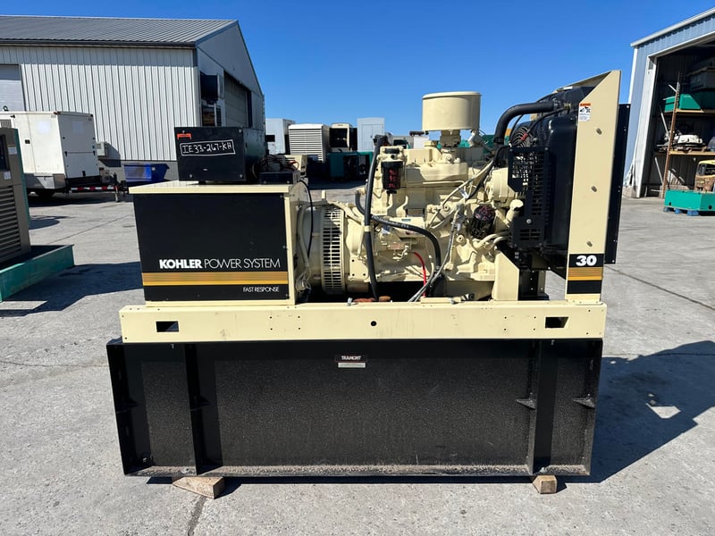 33 KW Kohler #4039DF, diesel generator, with base fuel tank, J Deere 4039 engine, open skid, 120/240 Volts