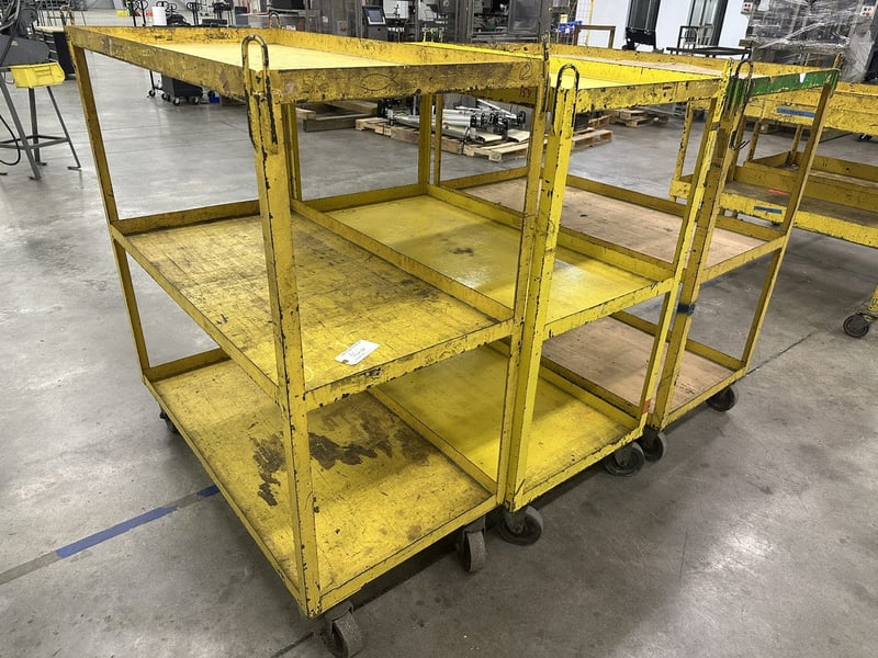 3-tier heavy duty welded steel mobile racks with h, 52" x 26" x 60", lot of 3