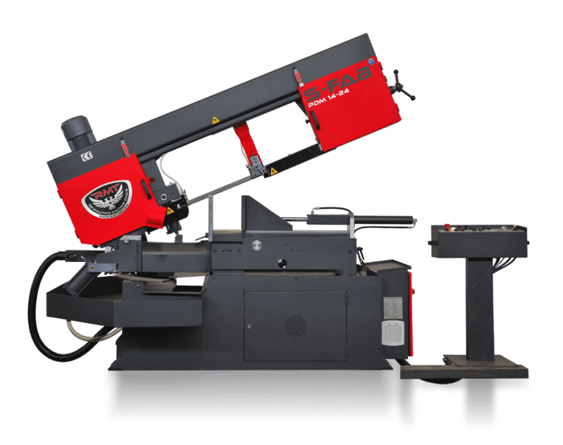 RMT S-FAB #PDM, semi automatic horizontal bandsaw, 3 Models, pivot double miter, variable speed 328 FPM