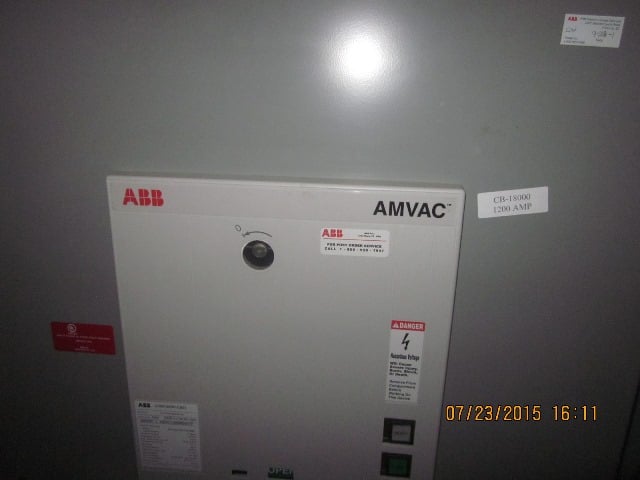 1200 Amp, ABB, AMVAC, 4160 Volts, 2009, ELECTRICALLY OPERATED, UNUSED:1