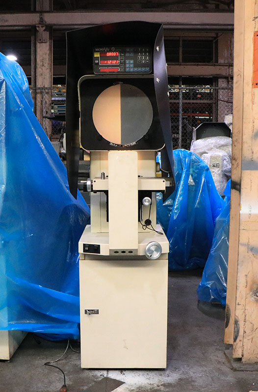 14" Microvu #Spectra-14, horizontal bench optical comparator w/ factory cabinet base, 18" x5" tbl., 12"