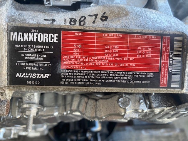 International Maxxforce 7, Diesel Engine 6.4L V8 DNVXH03900GA