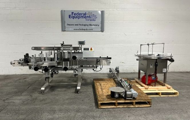 Accutek #AVF-10, Bottle Liquid Filling Line, 10-Head, 100 bottles/min., 42" diameter Feed Table, 15"