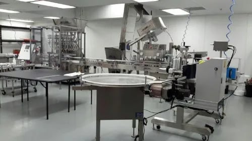 Accutek #AVF-10, Bottle Liquid Filling Line, 10-Head, 100 bottles/min., 42" diameter Feed Table, 15"