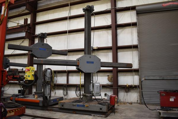 12' x 12' Preston-Eastin #MA1212HD, welding manipulator, powered travel car, variable speed, hand pendant