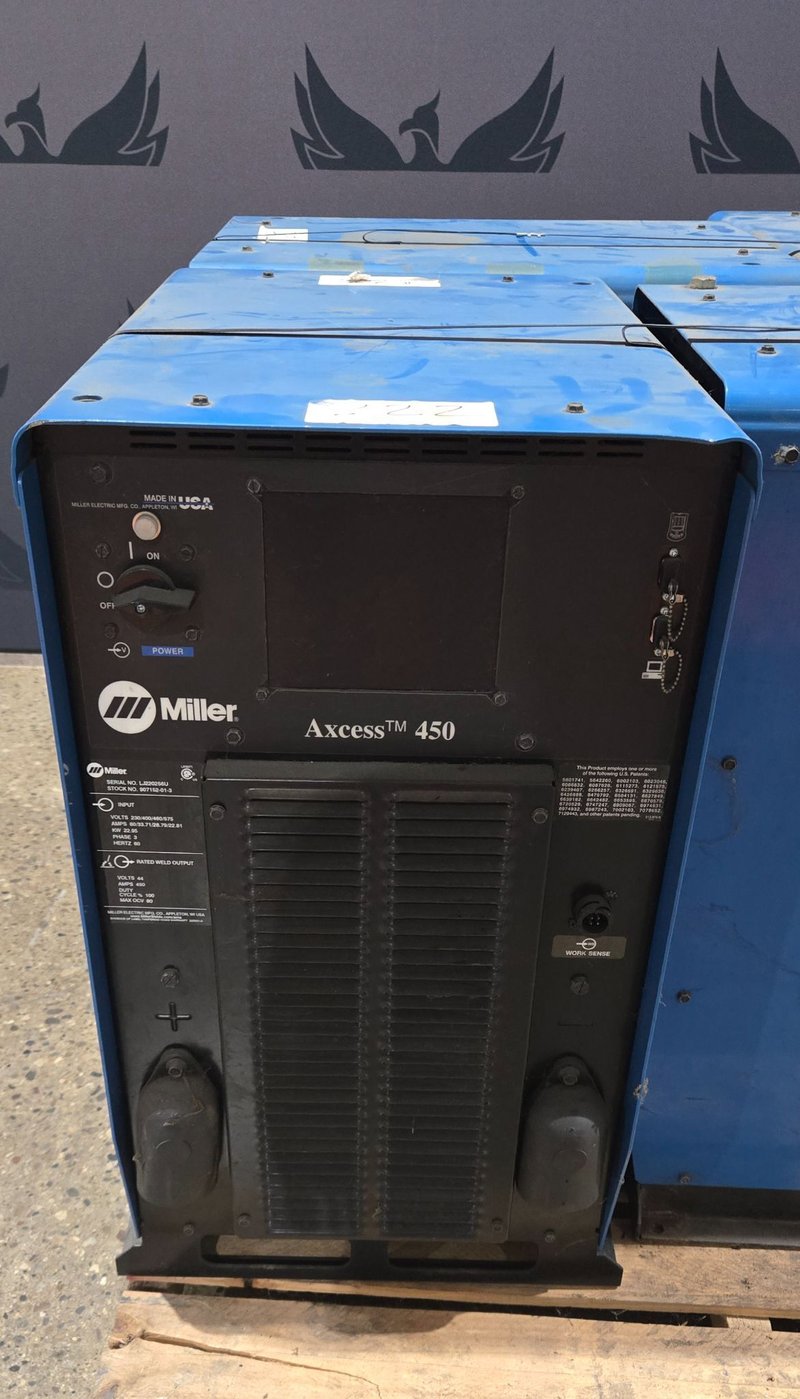 Miller #Axcess-450, Arc Welder, Fan-On-Demand System, 22.95 kW, 450 Amps, 208/230/460 V Input, 44 V Output