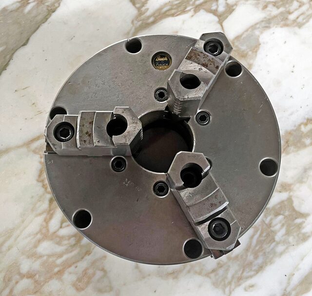 8.25" Buck Chuck, Adjust-Tru 3-Jaw Chuck, Top Reversible 3-Jaw Chuck w/Flat Back Mount