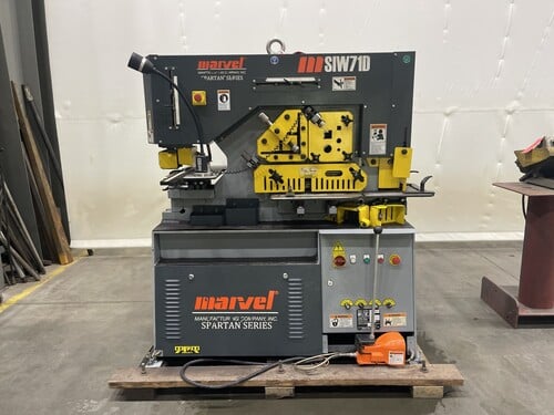 5" x 5" x 1/2" Marvel Spartan #MSIW71D, ironworker, 71 ton, 36" electric back gauge