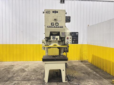 60 Ton, Komatsu #OBS-60-2, gap frame stamping press, 4.72" stroke, 11.81" Shut Height, 2.76" adj., 42-85 SPM