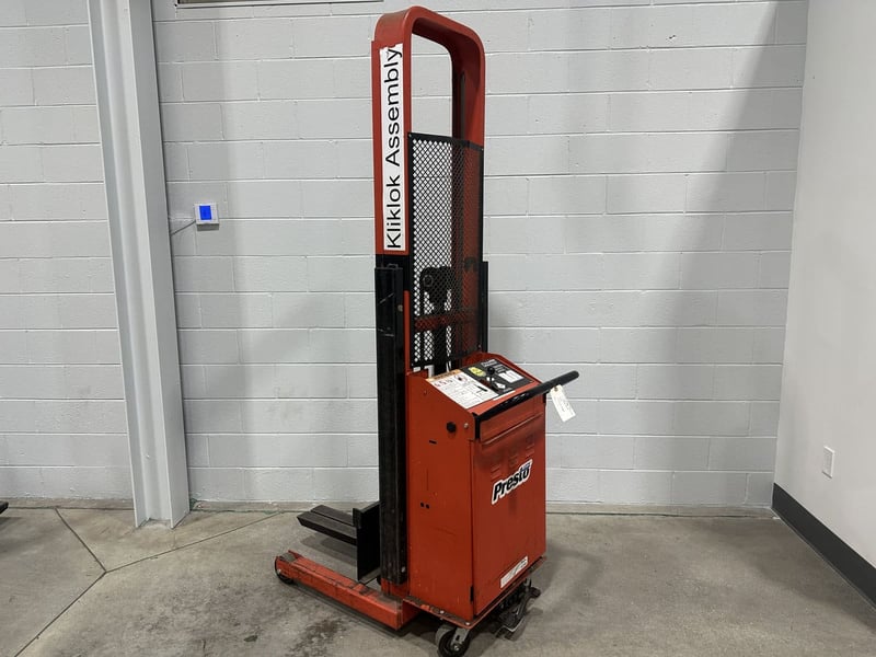 Presto #B678-2000, bateery powered mobile lift stacker, 2000 lb. capacity, built in 12V battery & charger