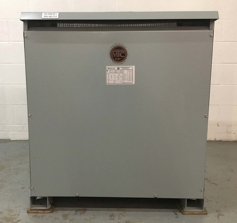 225 KVA 600 Primary, 480Y/277 Secondary, Marcus AMTH225A4 transformer ...