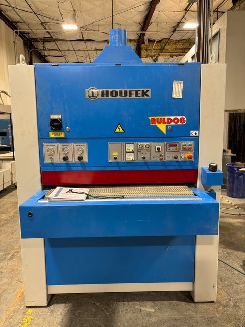 43" x 86" Houfek #1100-RC-Buldog, Dual-Head Belt Sander, 6" diameter Rubber Drum, (4) Hold Down Rollers, 60
