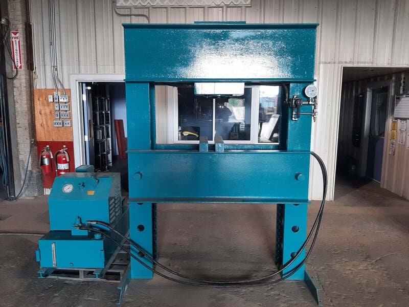 150 Ton, Enerpac #IPE-150, H-frame hydraulic shop press with 10000 psi power unit, 13" stroke