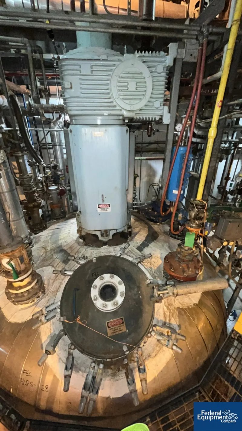 5000 gallon 3V Tech #BE5000, Glass Lined Reactor, 90 psi & 125 psi jacket @ 400°F, 108" ID x 110" straight