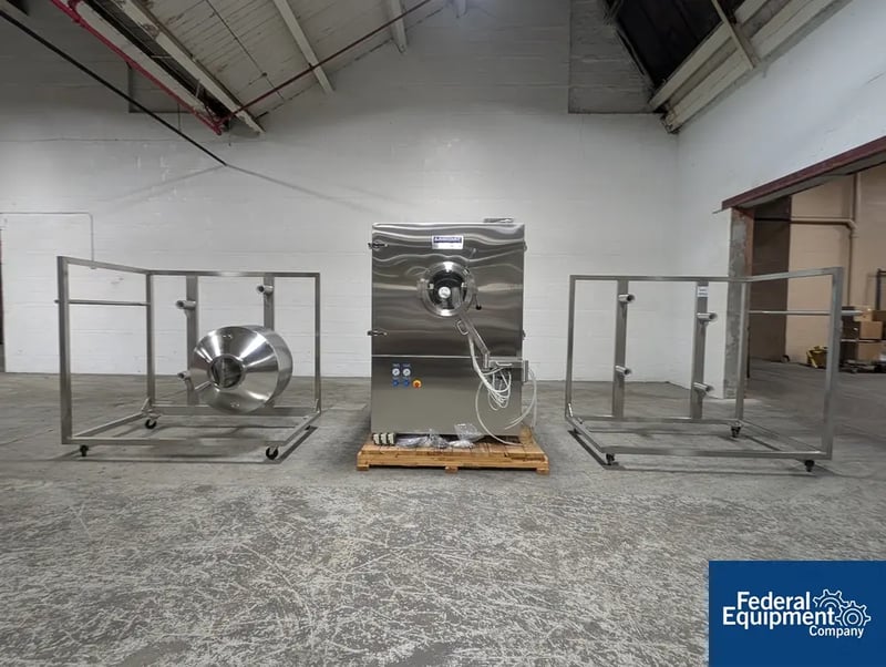 36" Ohara Labcoat #LC3, Coating System, pans & carts, 10-79kg @ 0.8kg/L, RPM 3-24, 2011