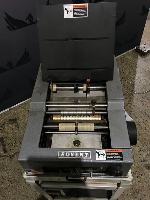 Advent Label Applicator Co. #465, label applicator with standing cart ...