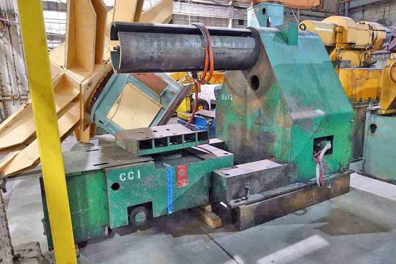 30000 lb. Automatic Feed, uncoiler, 67" mandrel length, 16"-20" ID, hydraulic expansion, air actuated brake