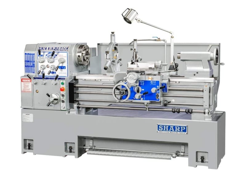16" x 40" Sharp #1640L, precision lathe, 8.75" swing over cross slide, inch/metric threads, 3-jaw 10" chuck