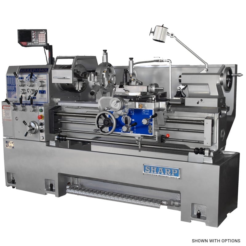 16" x 60" Sharp #1660L, precision lathe, 8.75" swing over cross slide, inch/metric threads, 3-jaw 10" chuck
