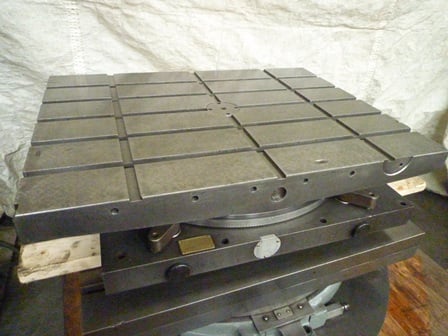 30" x 40" Devlieg #AM, Rotary Table, 5 T-Slots, 8" H, free turn w/ air lift