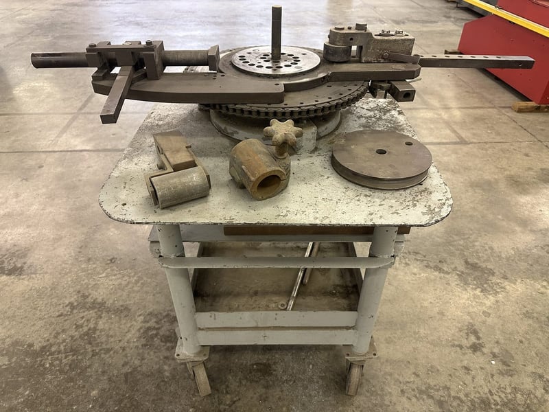 DiAcro #3, manual bender with dies & heavy duty mobile steel table