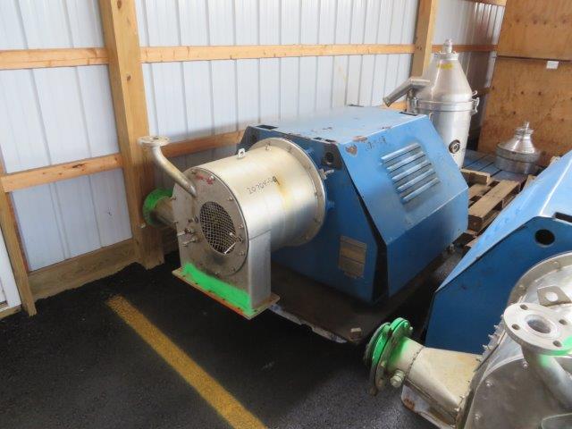 10" Krauss Maffei #SZ-21, Pusher Centrifuge, Stainless Steel, 1700 kg/cubic meter density, 9 kg load, 7.5 HP