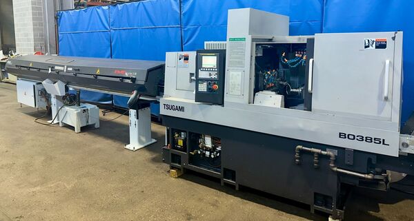 Tsugami #B0385L, CNC swiss turning center, 1.49" diameter, 3.93" length, 5-Axis, Fanuc Oi-TD, 2' Edge