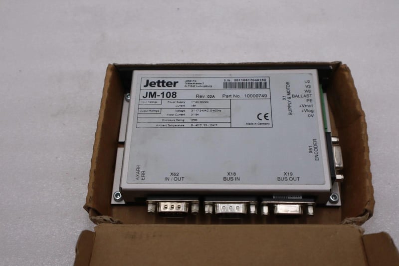 Jetter #JM-108 REV 02A PART NO 10000749 Servo Drive STOCK H643A