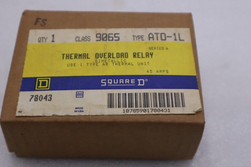 NEW OPEN BOX Square D 9065AT0-1L Thermal Overload Relay, 600V, 50A STK G990A